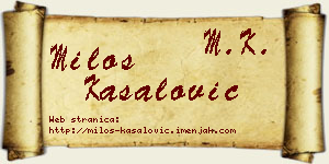 Miloš Kasalović vizit kartica